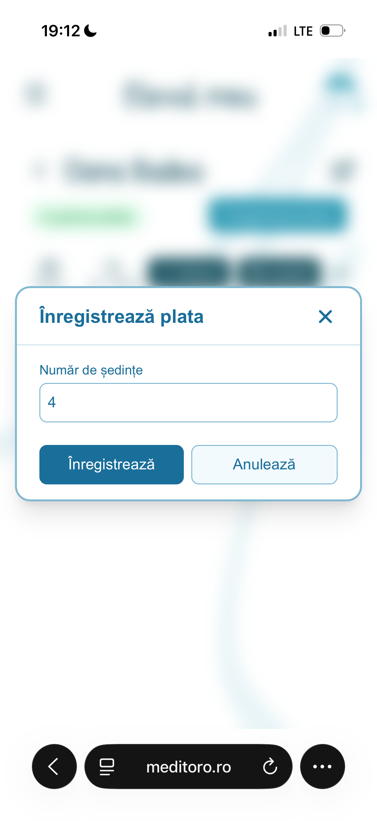 Inregistrare plati elevi in aplicatia pentru meditatori
